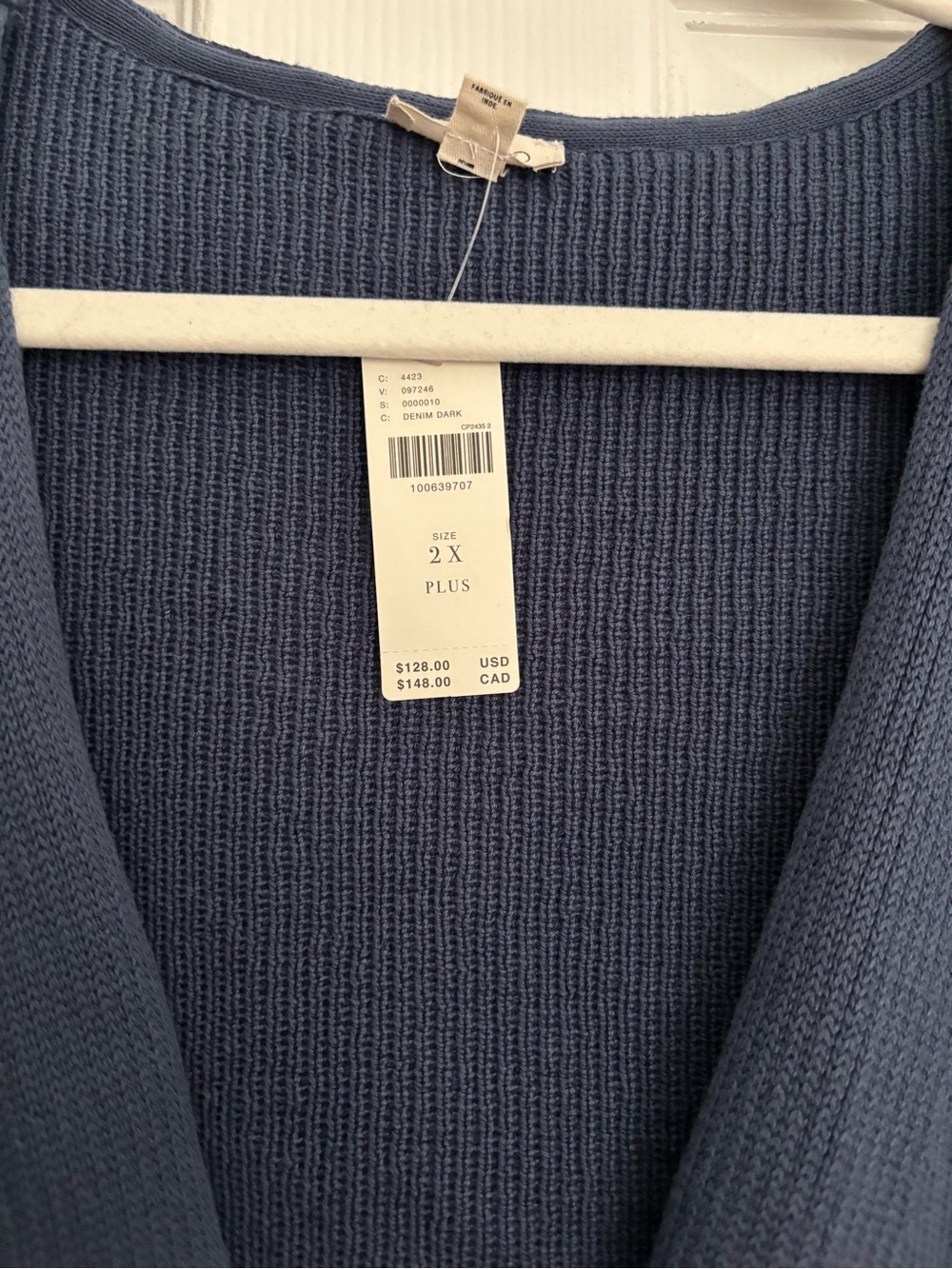 Pilcro by Anthropologie Navy Puff Sleeve V-Neck Knit Top - Picture 3 of 5